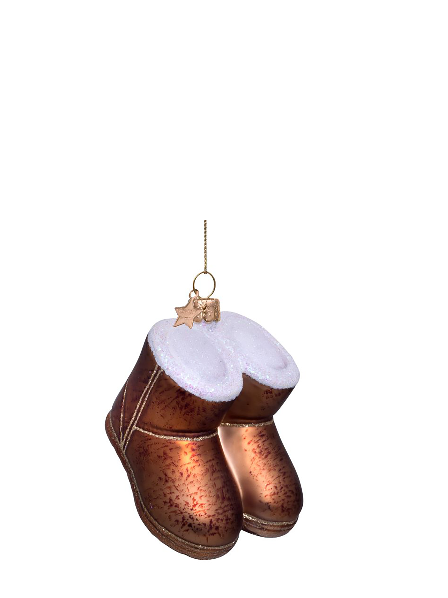 Suede boots glass ornament, brown