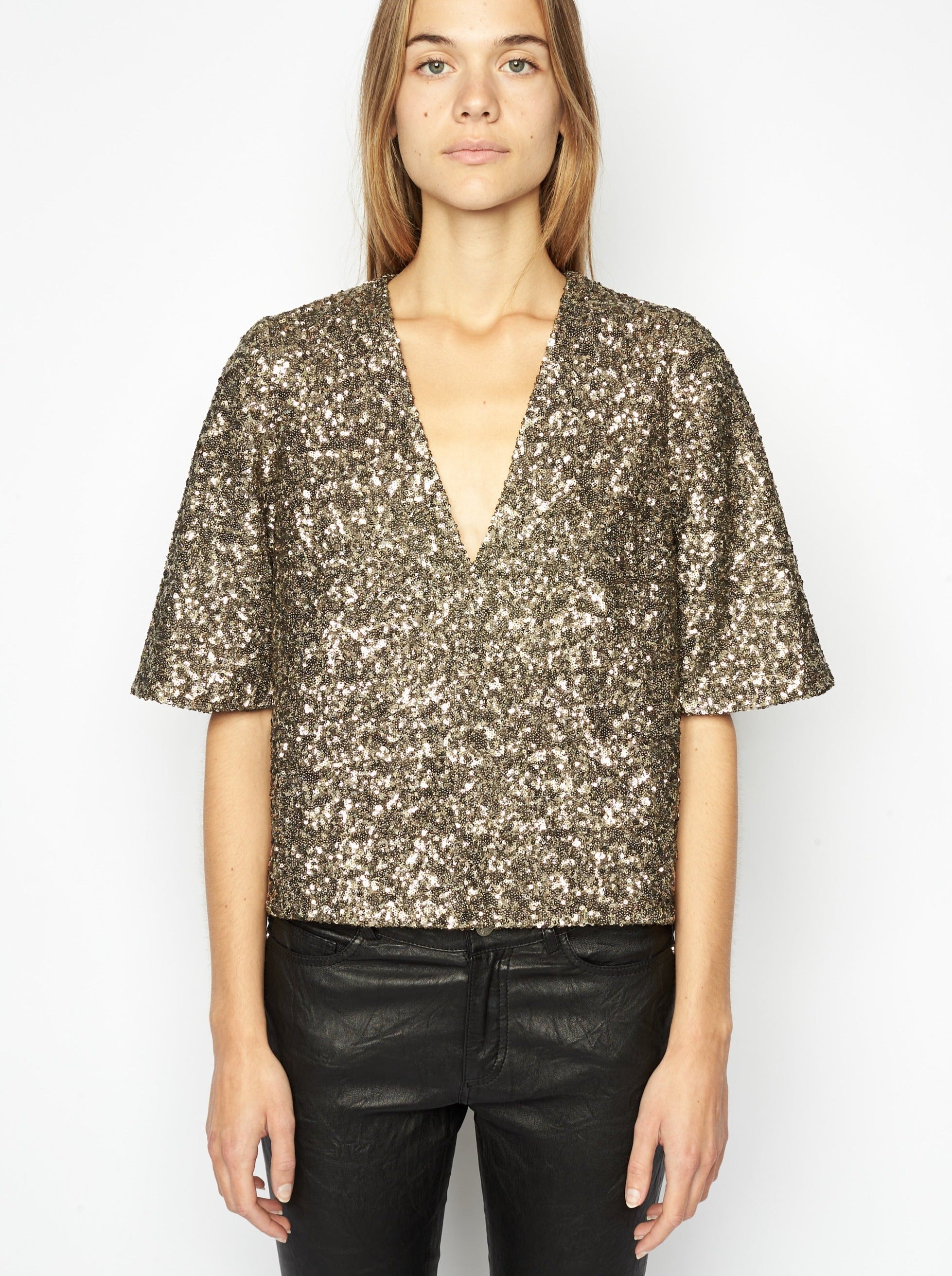 ZADIG VOLTAIRE TYTANE SEQUINS top bronze My o My