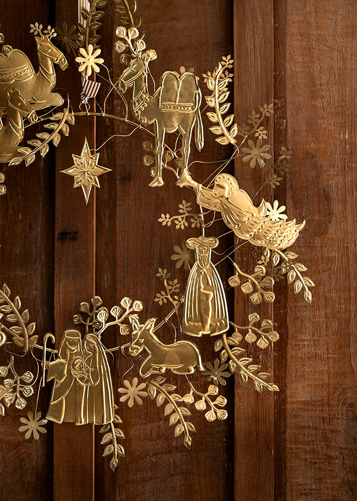 Holy night metal wreath, golden (Ø55 cm)