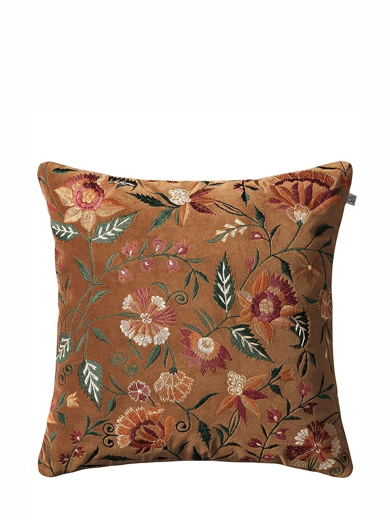 Suri Velvet Cushion Cover (50x50cm), Cognac Multi