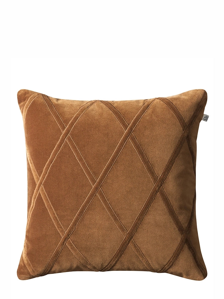 Orissa Velvet Cushion Cover (50x50cm), Cognac