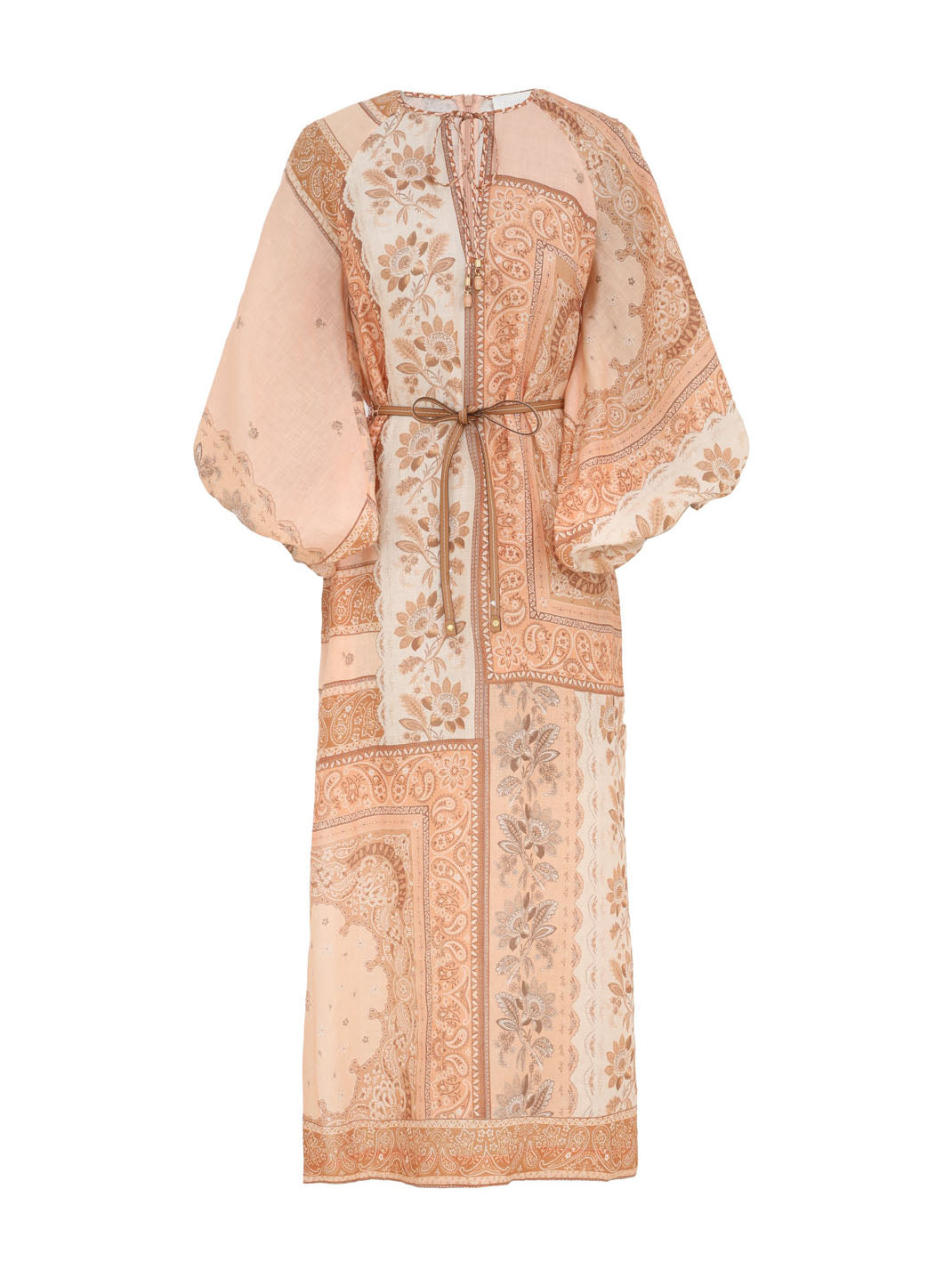 Lucky Tunic Midi Dress, peach bandana print