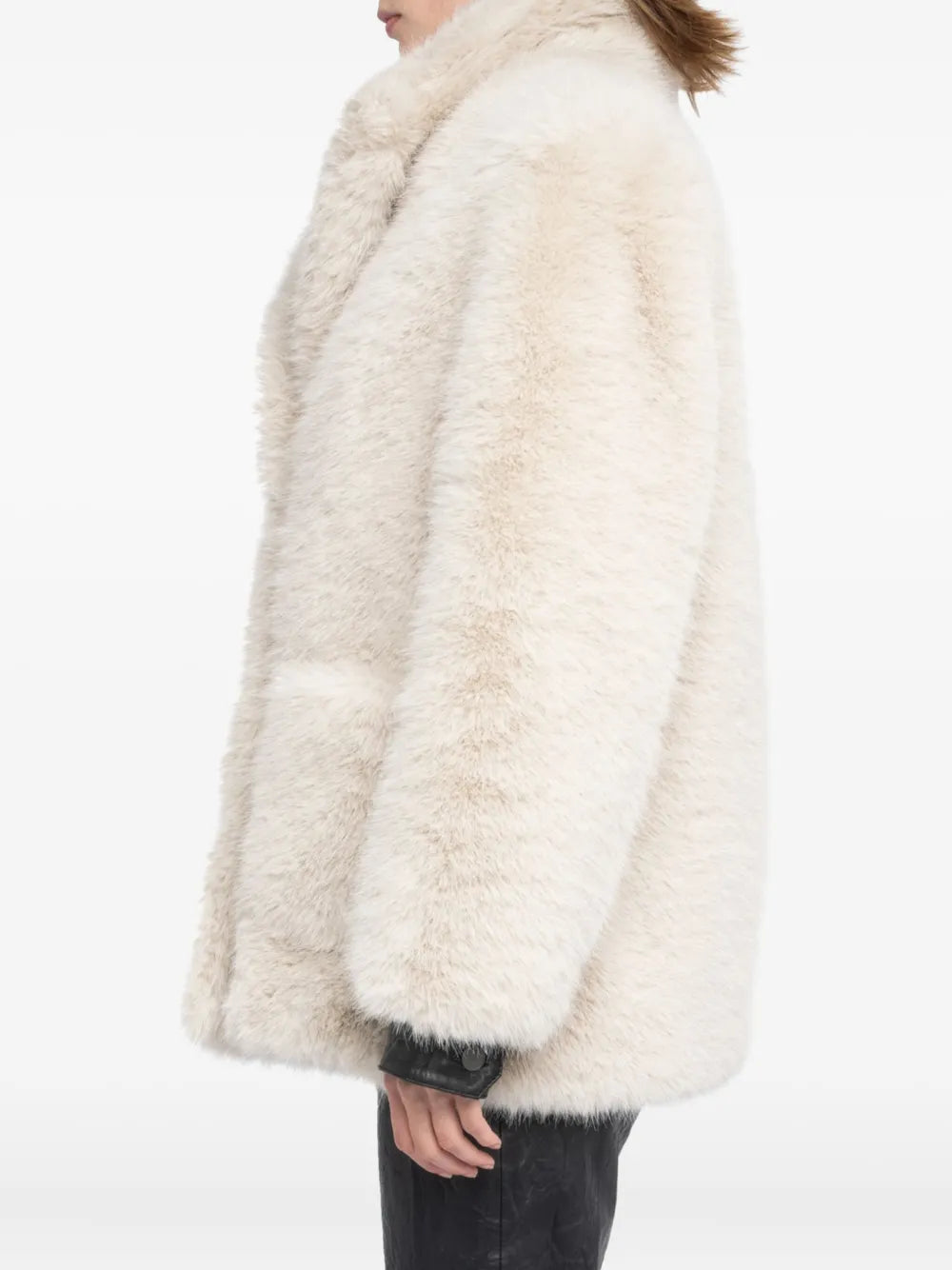 Fleur faux fur coat, ecru
