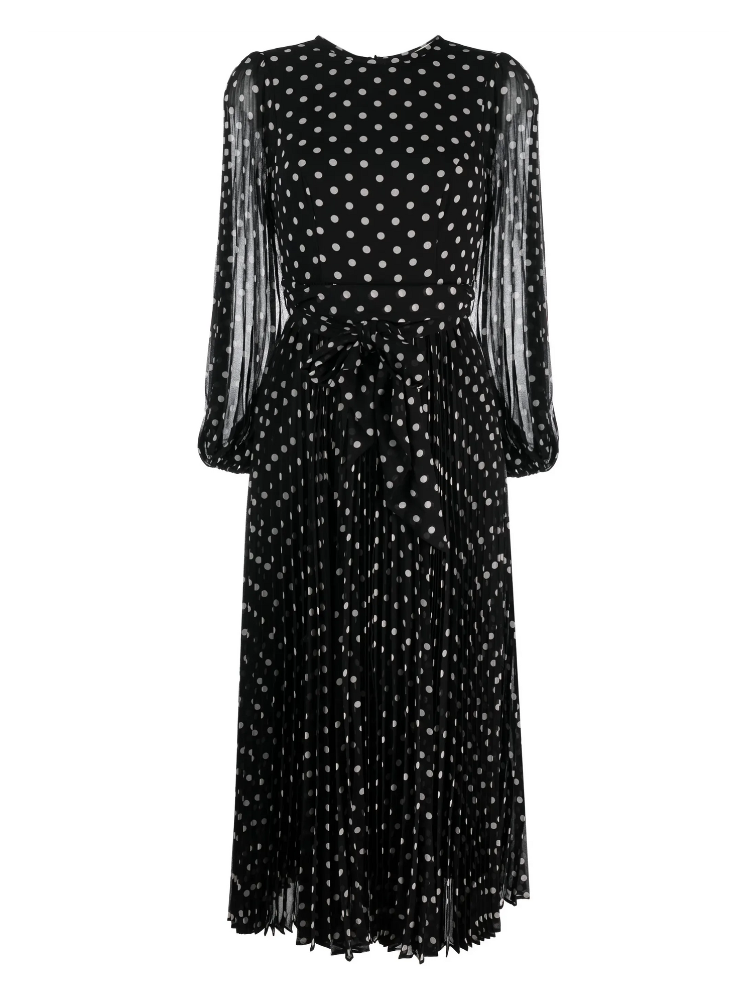 Sunray Long Sleeve Midi dress, black-cream dot