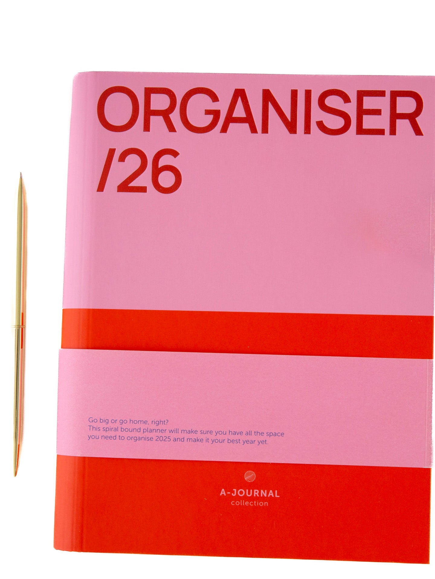 Spiral Organiser 2026, Pink and red