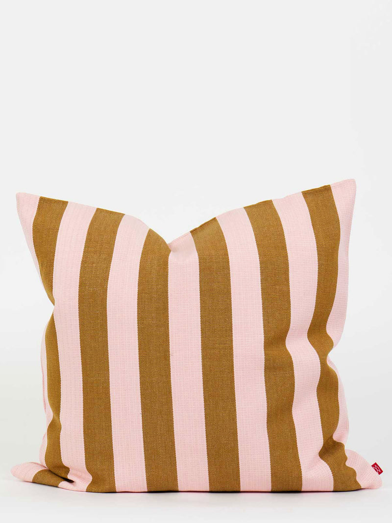 Emanuela square cushion cover, pink/brown stripes (50x50cm)