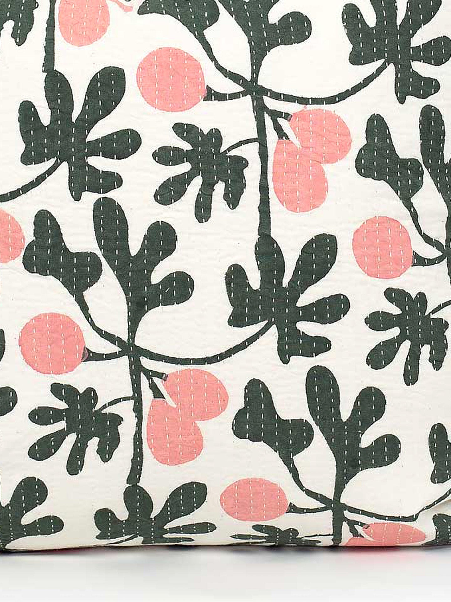 Fig cushion cover 50x50, green/pink