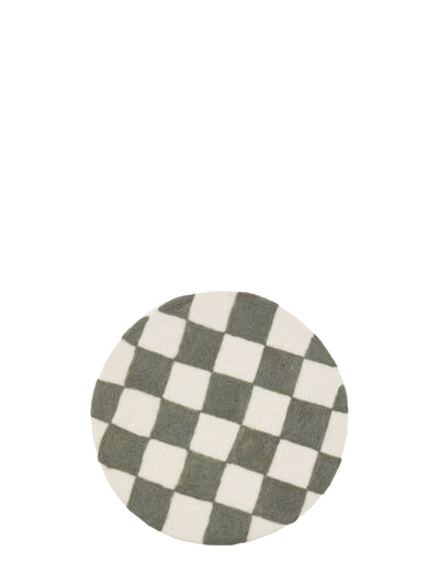 Chess felted wool seat pad, grey/natural white