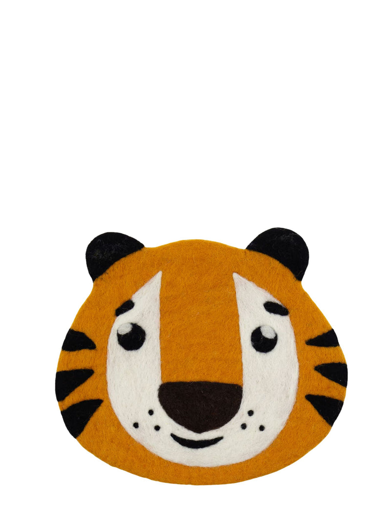 Round tiger face seat pad smiling on a white background
