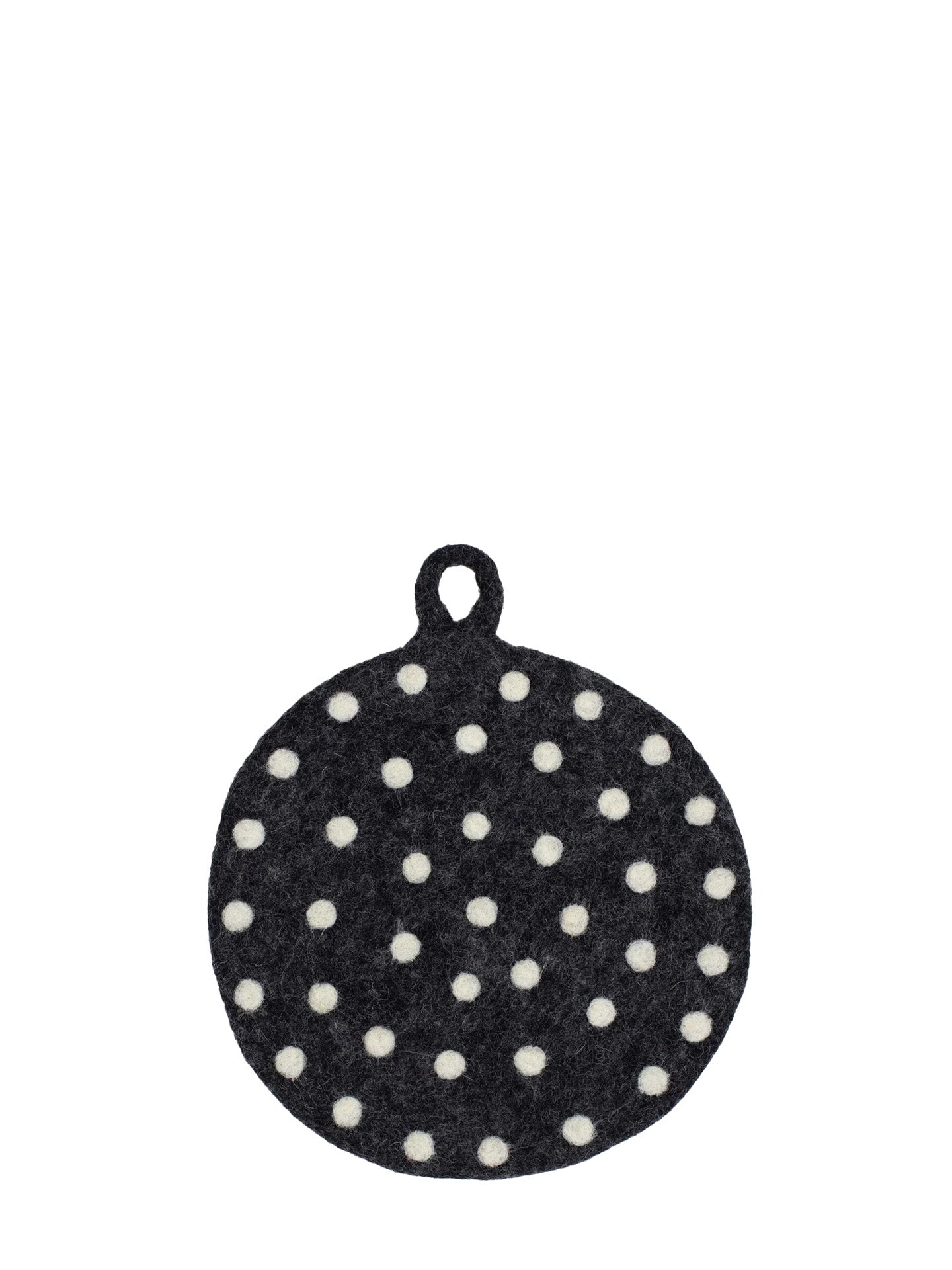 Dot felted potholder, dark grey-white