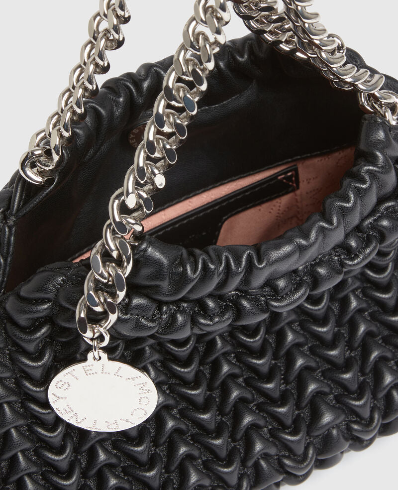 Falabella Mini Drawstring Bag Embroidery On Alter Mat, black