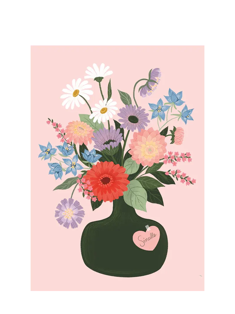 Flowers in Vase postcard, Kaisu Sandberg