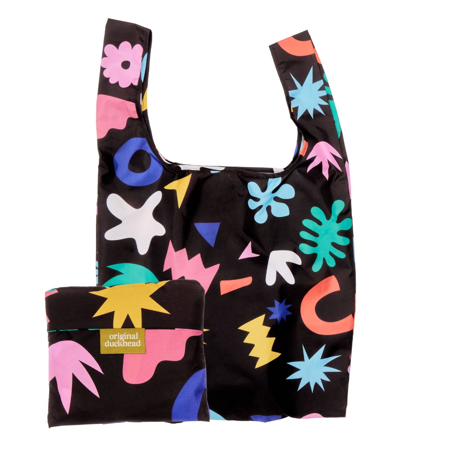 Palma print foldable light shopper, black-multi