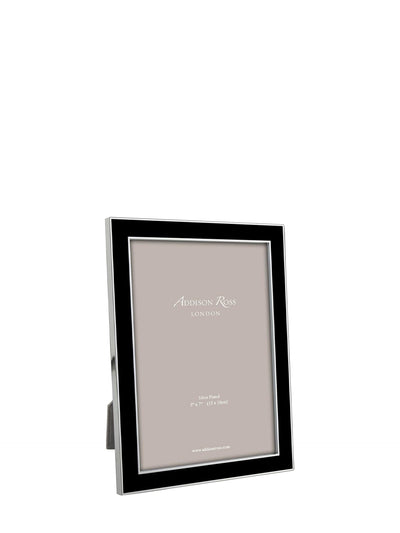 Black enamel & silver picture frame, small (13 x 18 cm)