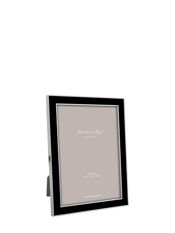 Black enamel & silver picture frame, small (13 x 18 cm)