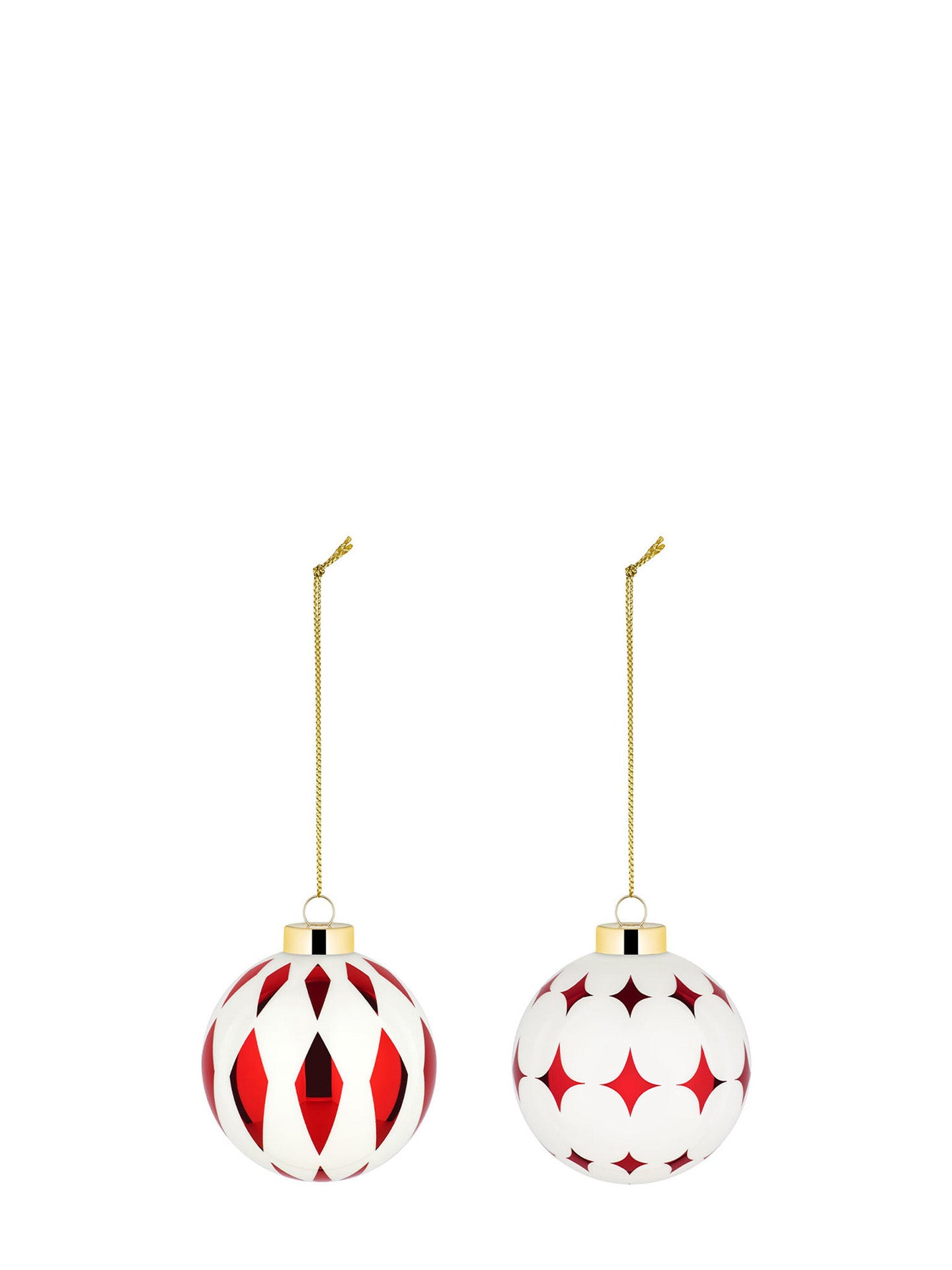Delight diamond checks glass bauble, set of 2 ornaments