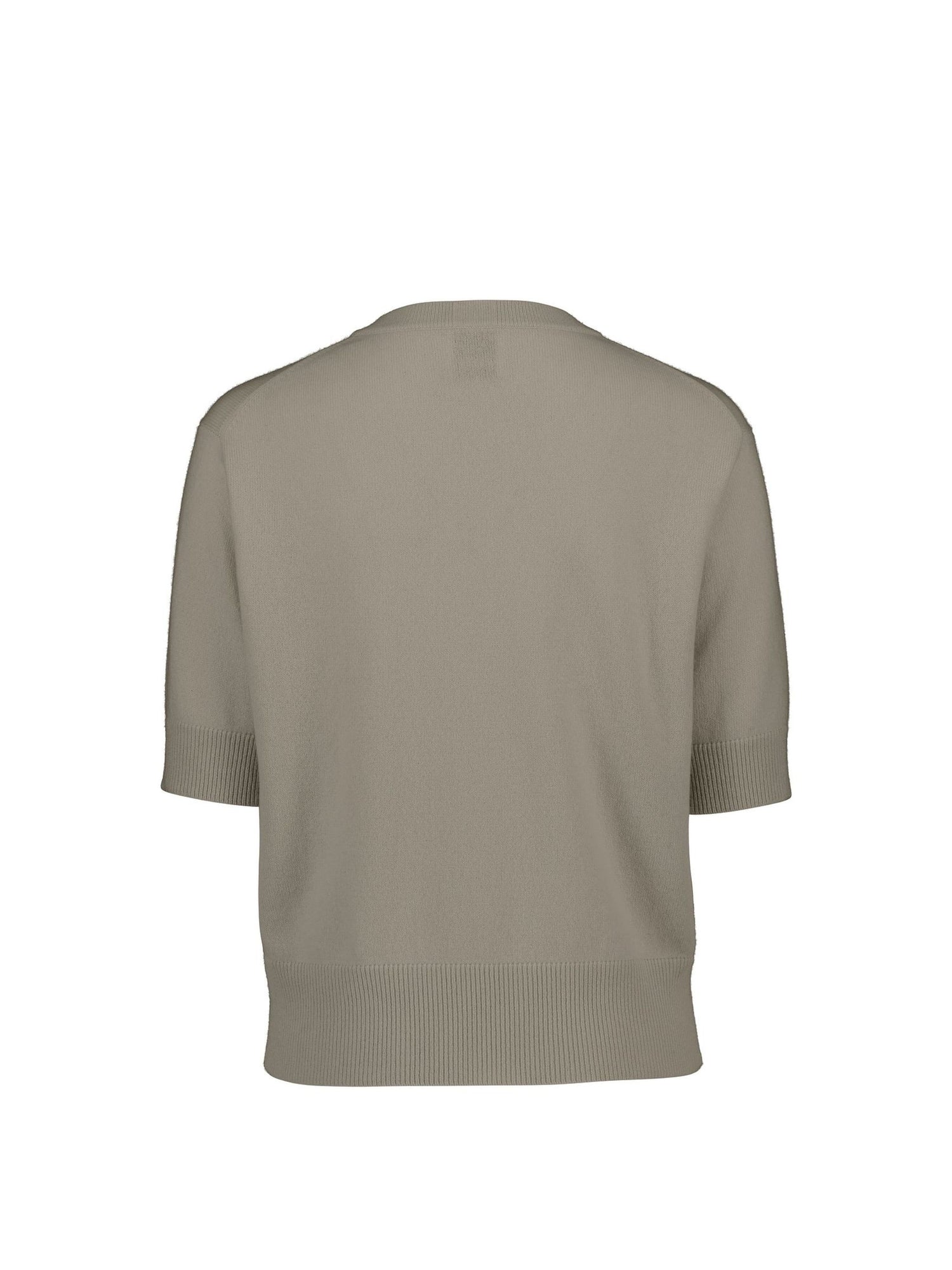 Crew neck cashmere sweater half sleeves, taupe