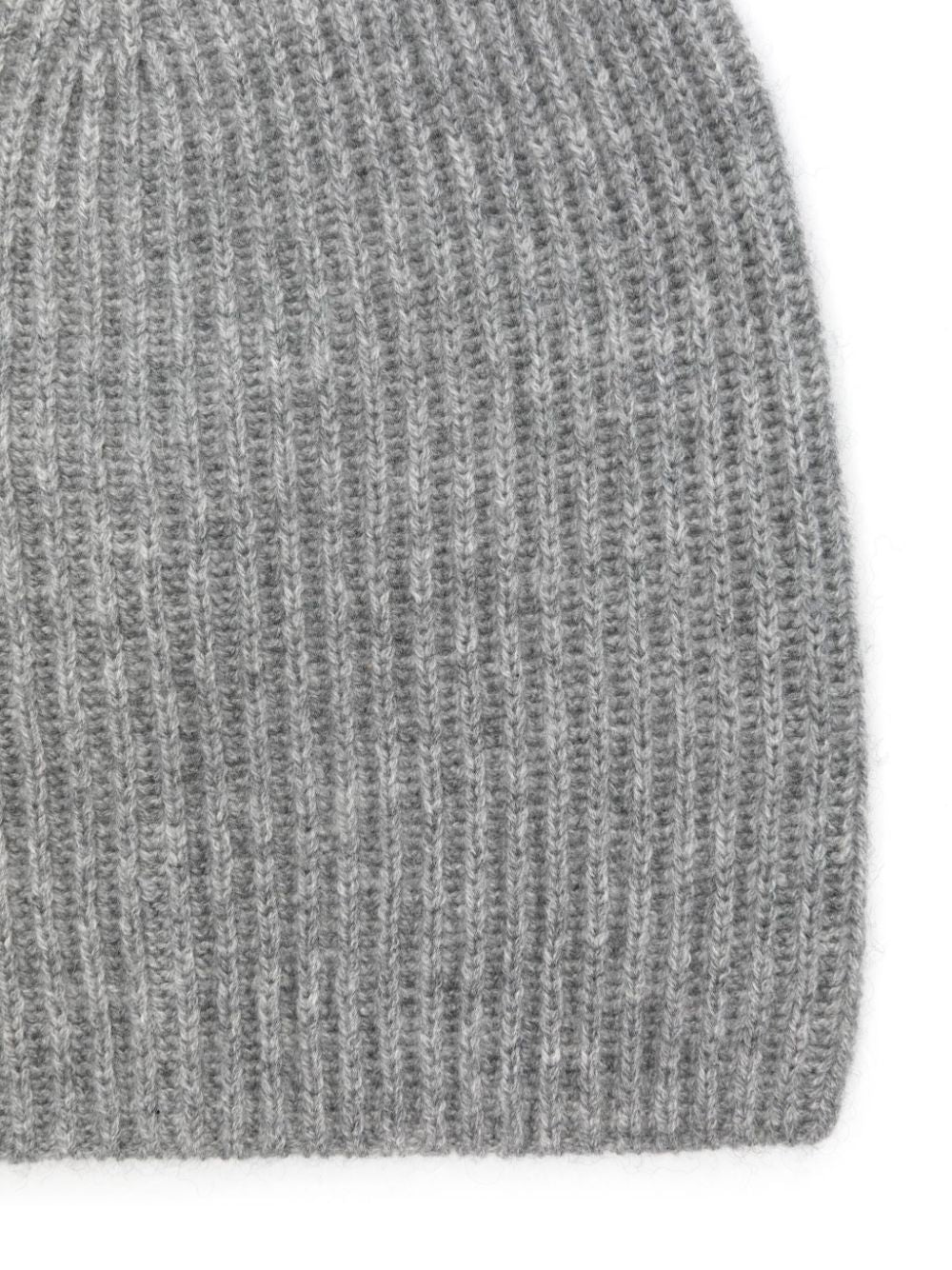 Ribbed cashmere beanie, heather melange grey