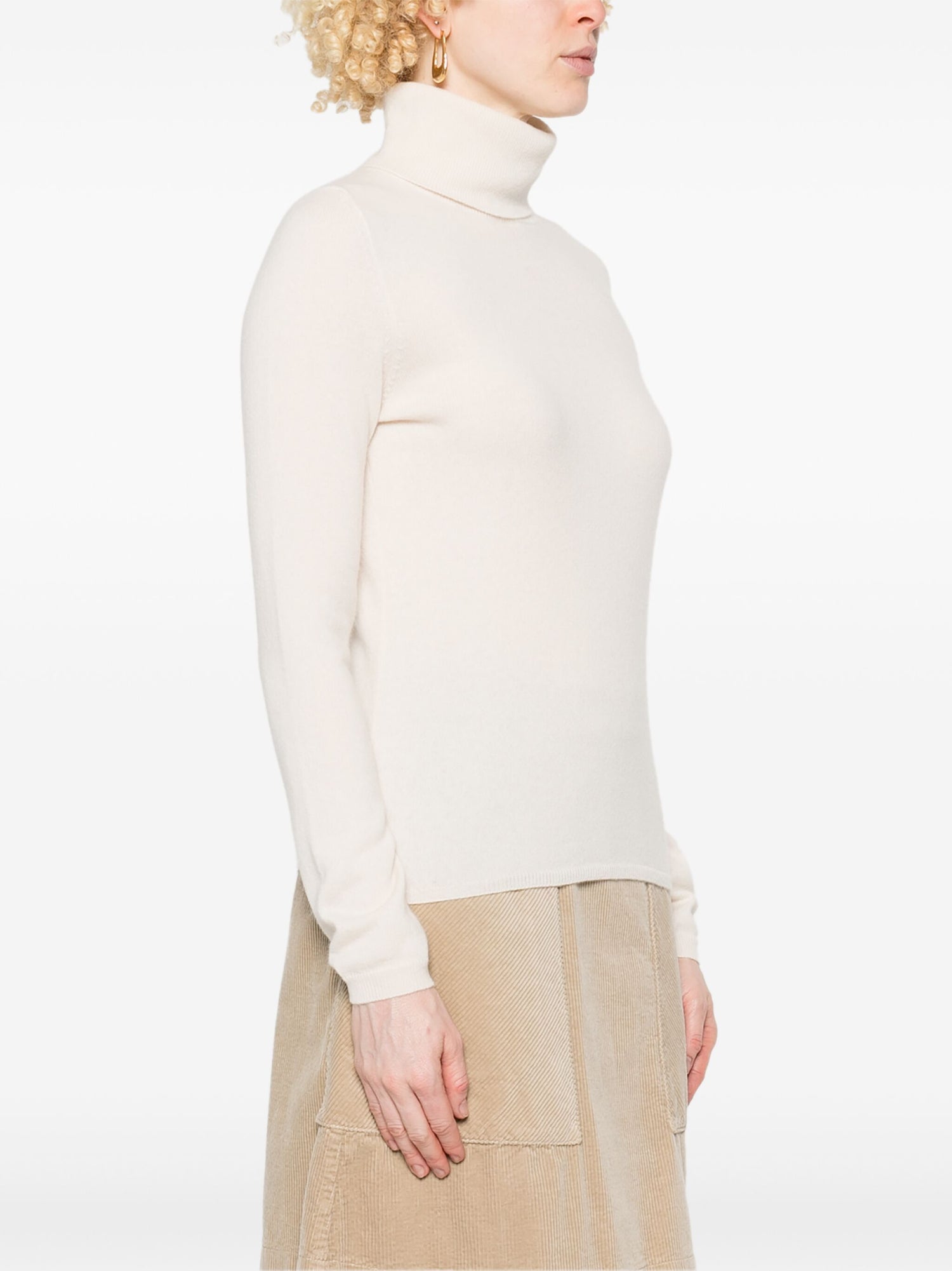 Turtleneck cashmere sweater, cream