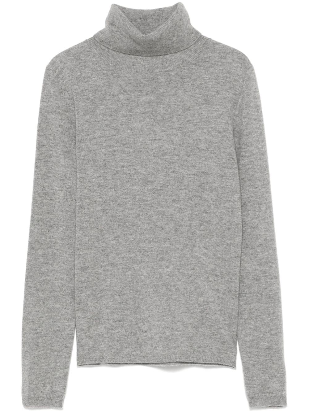 Turtleneck cashmere sweater, heather melange grey