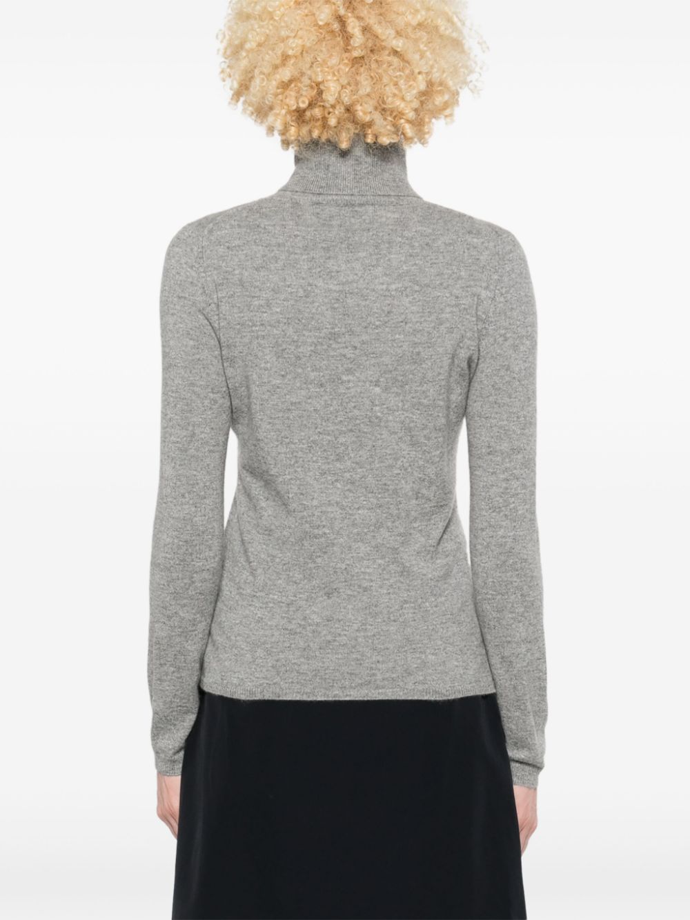 Turtleneck cashmere sweater, heather melange grey