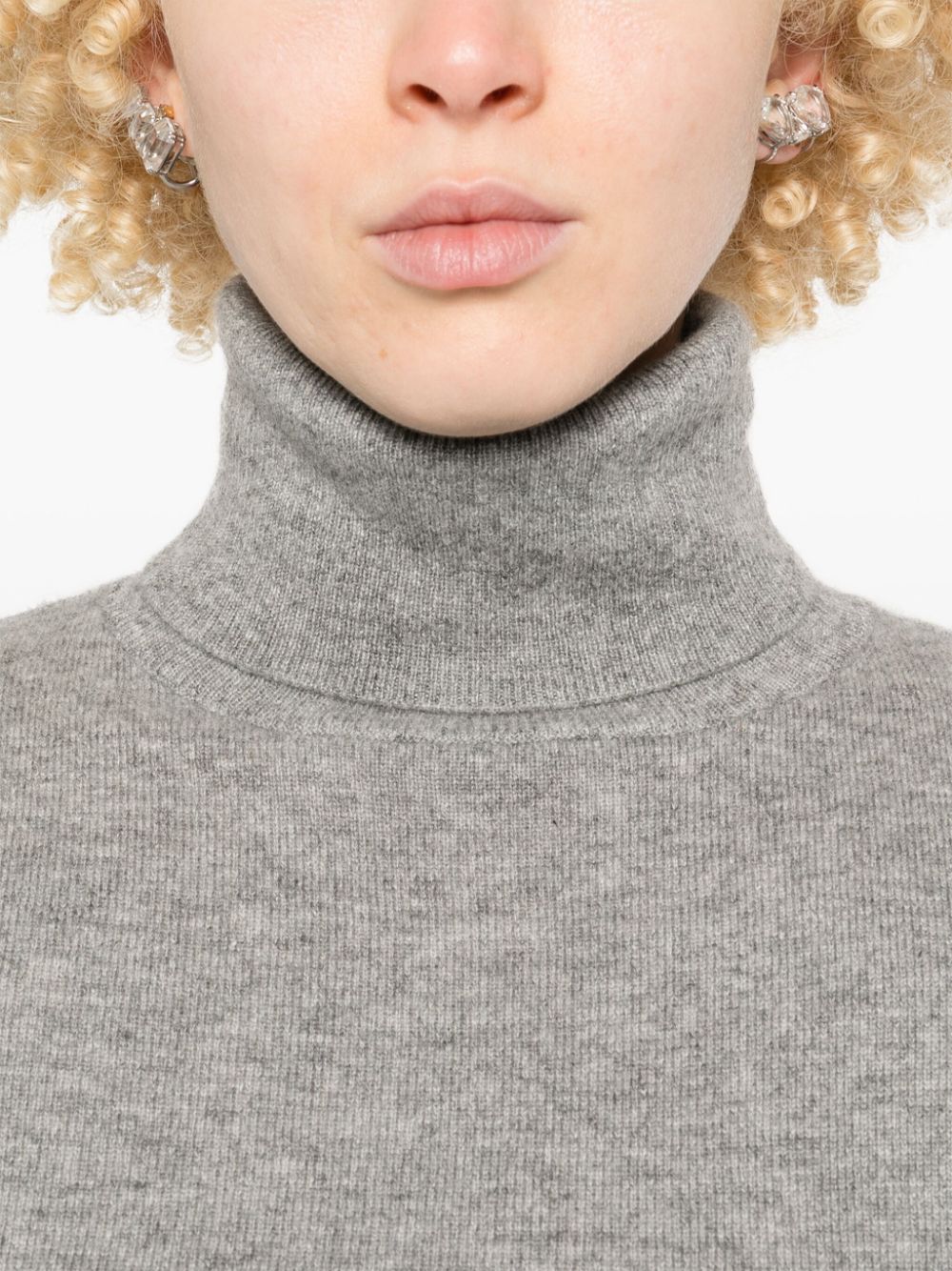 Turtleneck cashmere sweater, heather melange grey