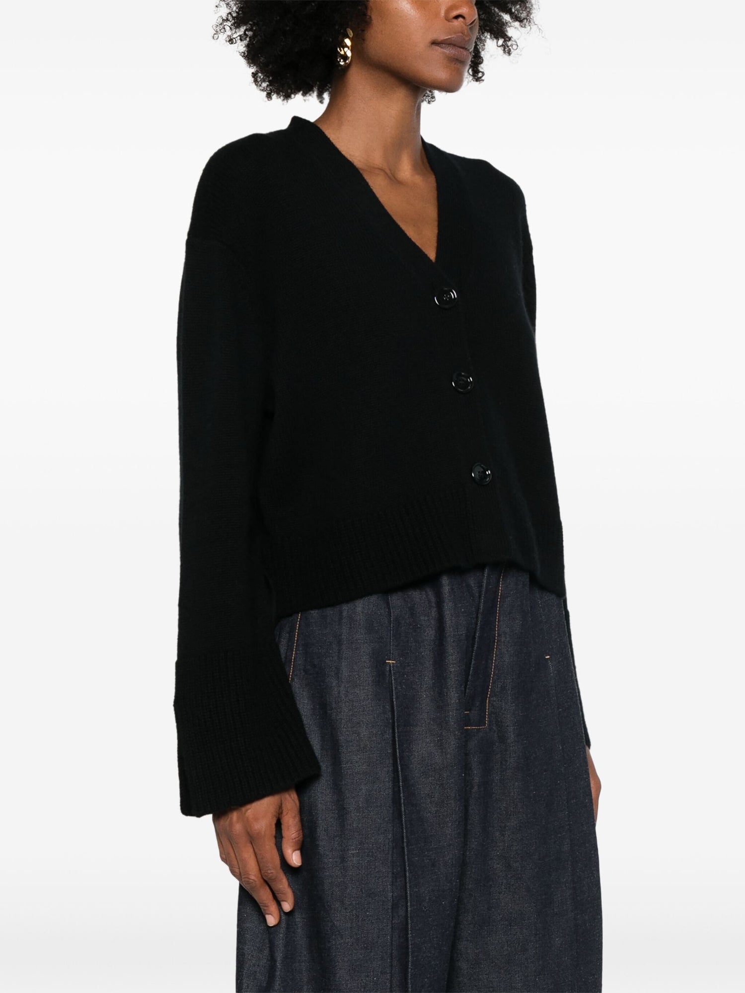 V-neck cashmere cardigan, black