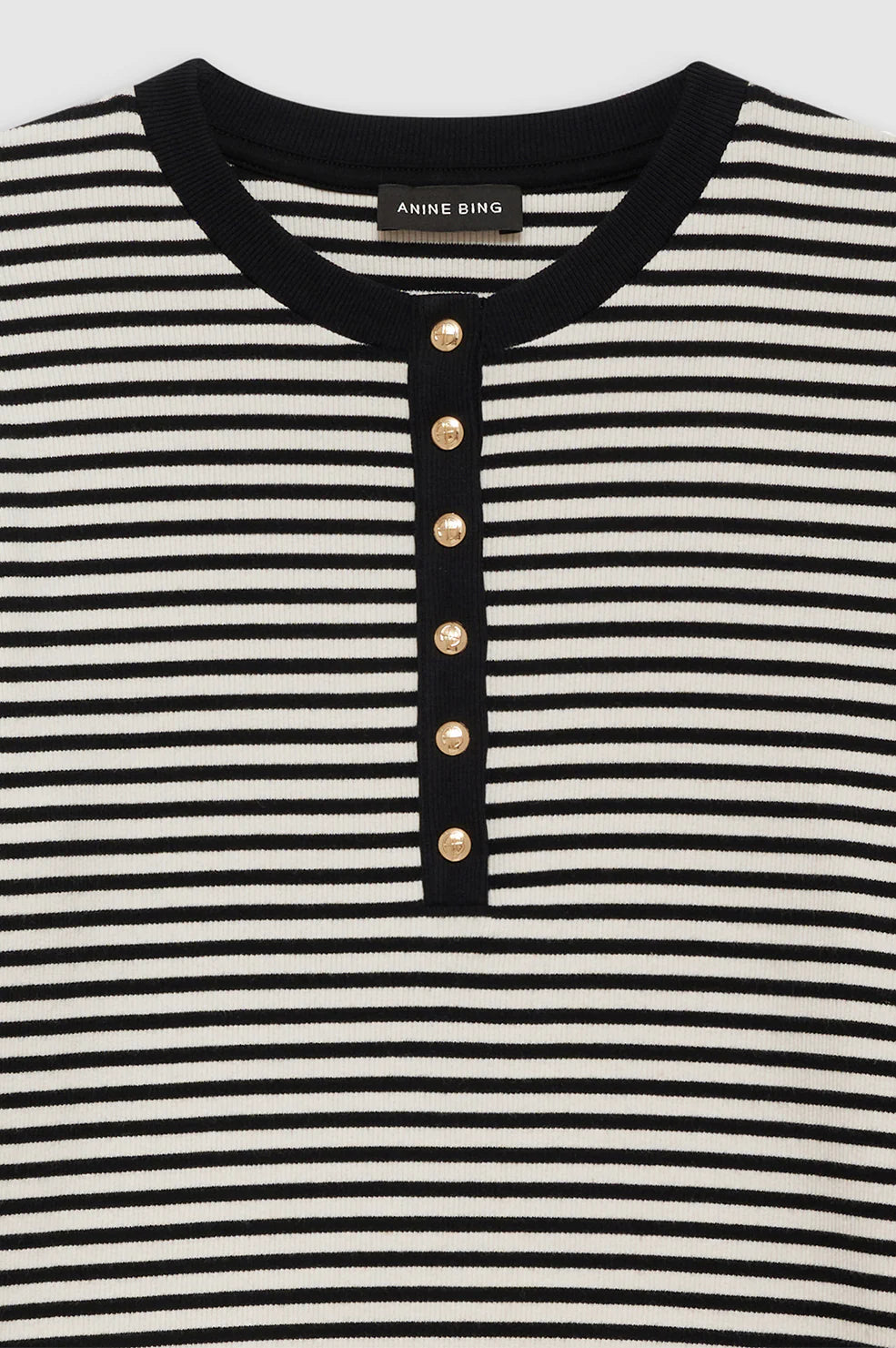 ALESSIA LONG SLEEVE TEE, CREAM AND BLACK STRIPE