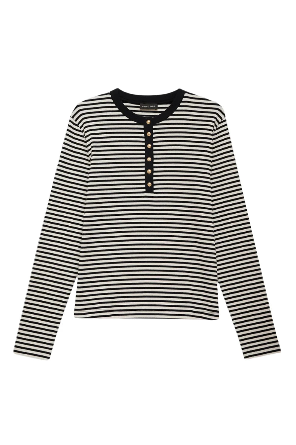 ALESSIA LONG SLEEVE TEE, CREAM AND BLACK STRIPE