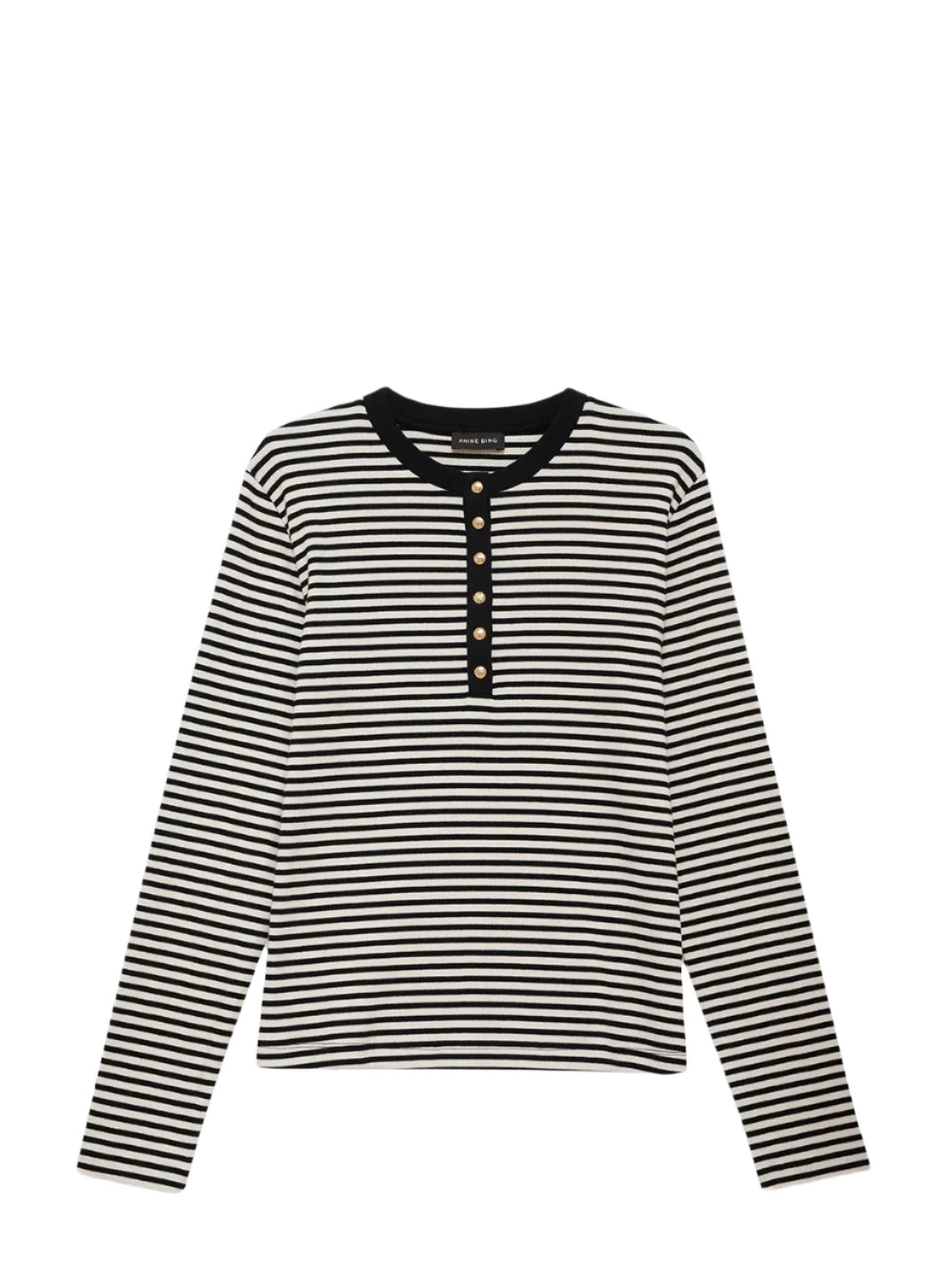 Alessia long sleeve tee, cream & black stripes