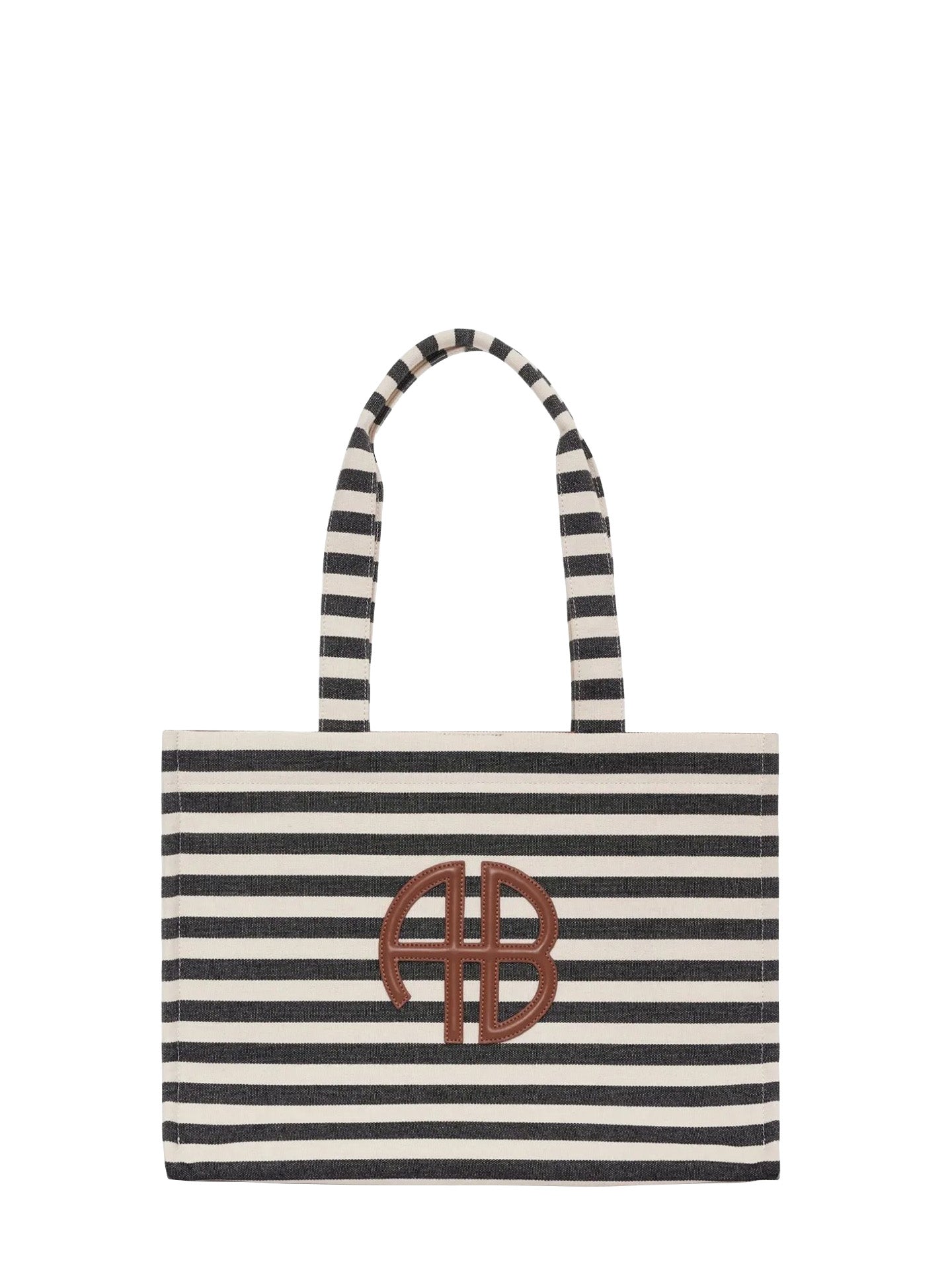 Lara tote, black and natural stripe