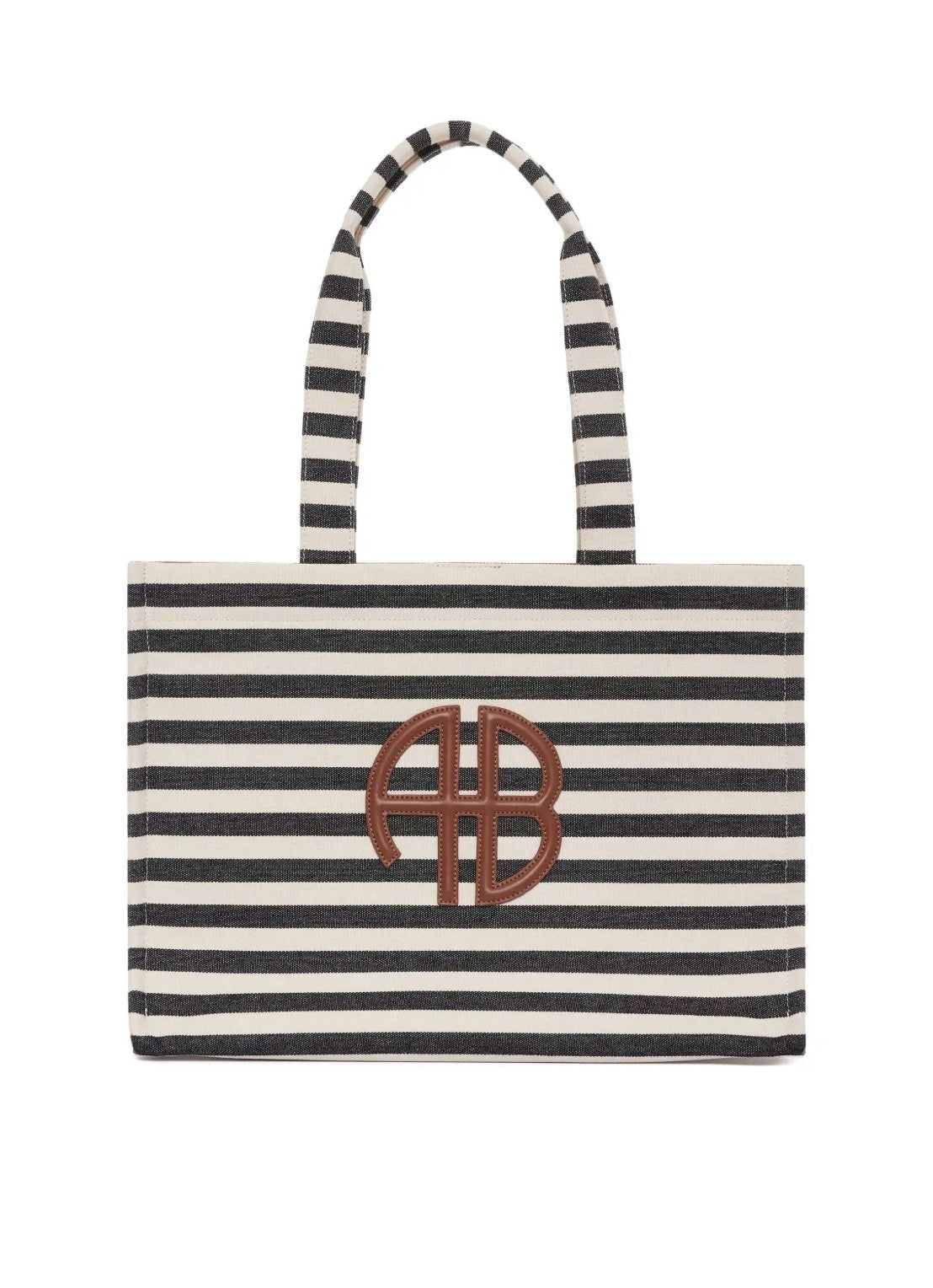 Lara tote, black and natural stripe
