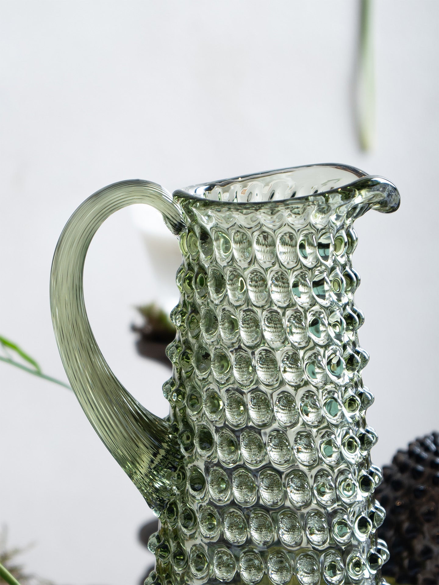 Olive Green Eiffel Hobnail Jug 1L