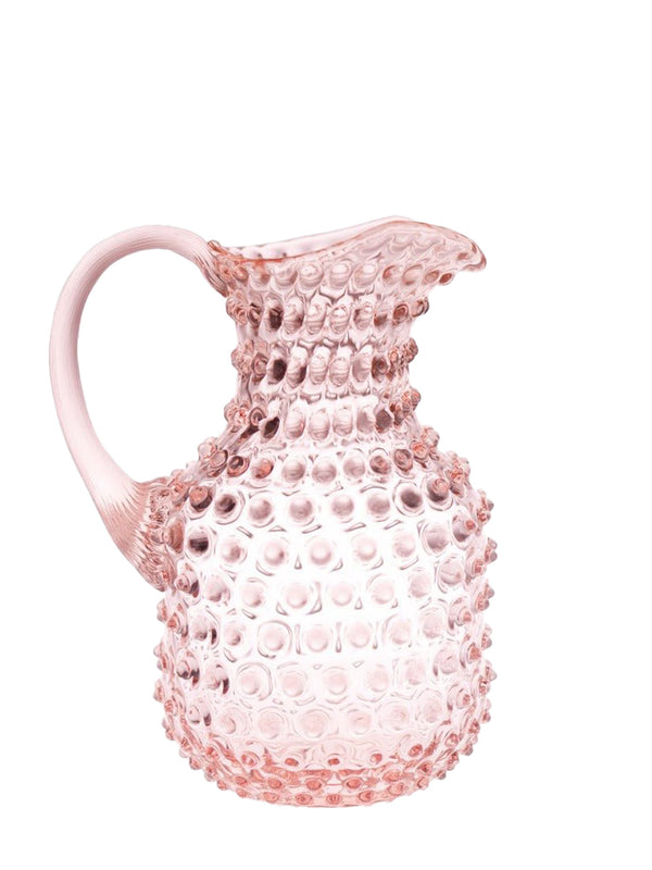 Hobnail carafe, rose pink