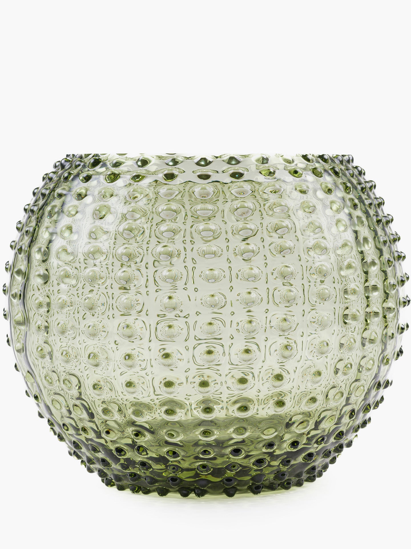 Large Hobnail Globe vase, Olive green