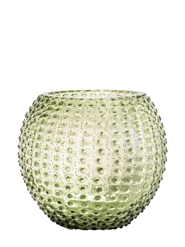 Large Globe hobnail vase, olive green (24cm)
