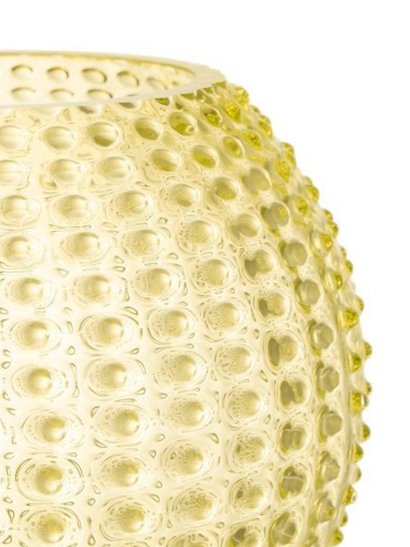 Large Globe hobnail vase, citron yellow (24cm)