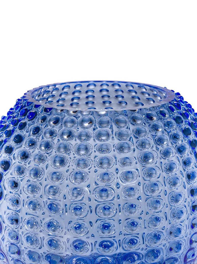 Large Globe hobnail vase, light blue (24cm)