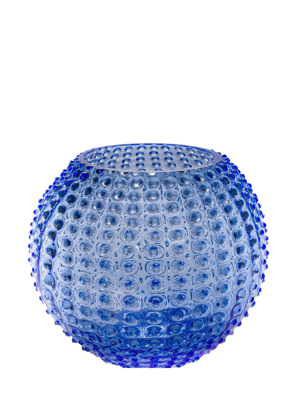 Large Globe hobnail vase, light blue (24cm)