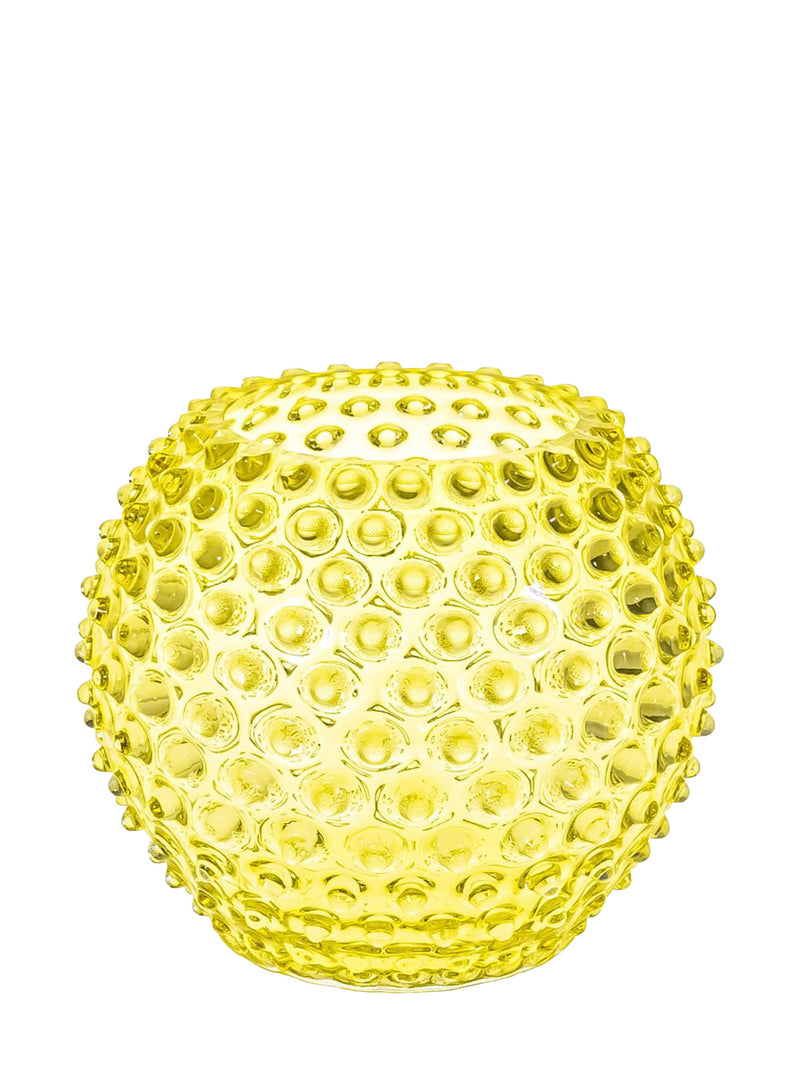 Small Globe hobnail vase, citron yellow (18cm)