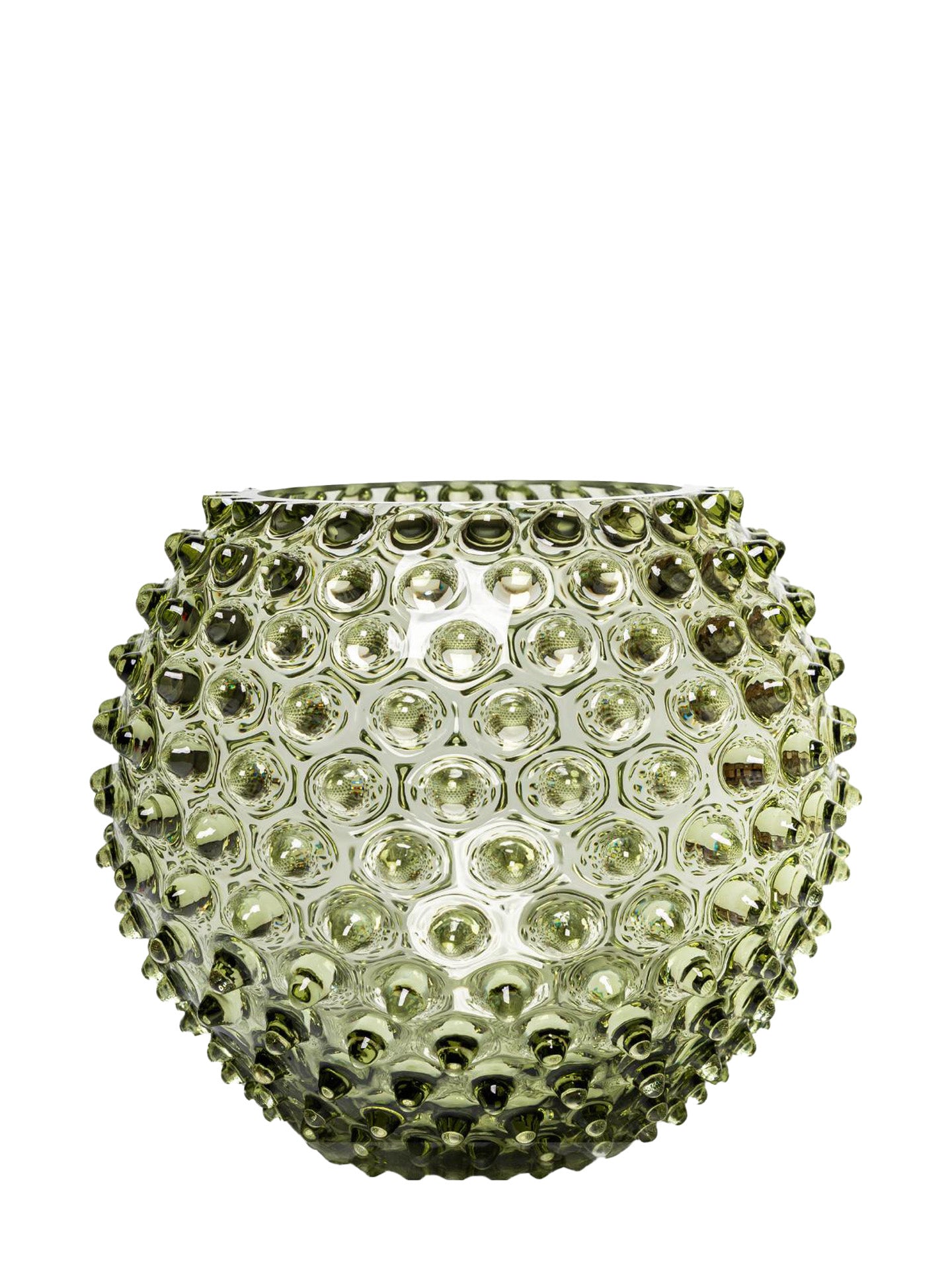 Small Globe hobnail vase, olive green (18cm)
