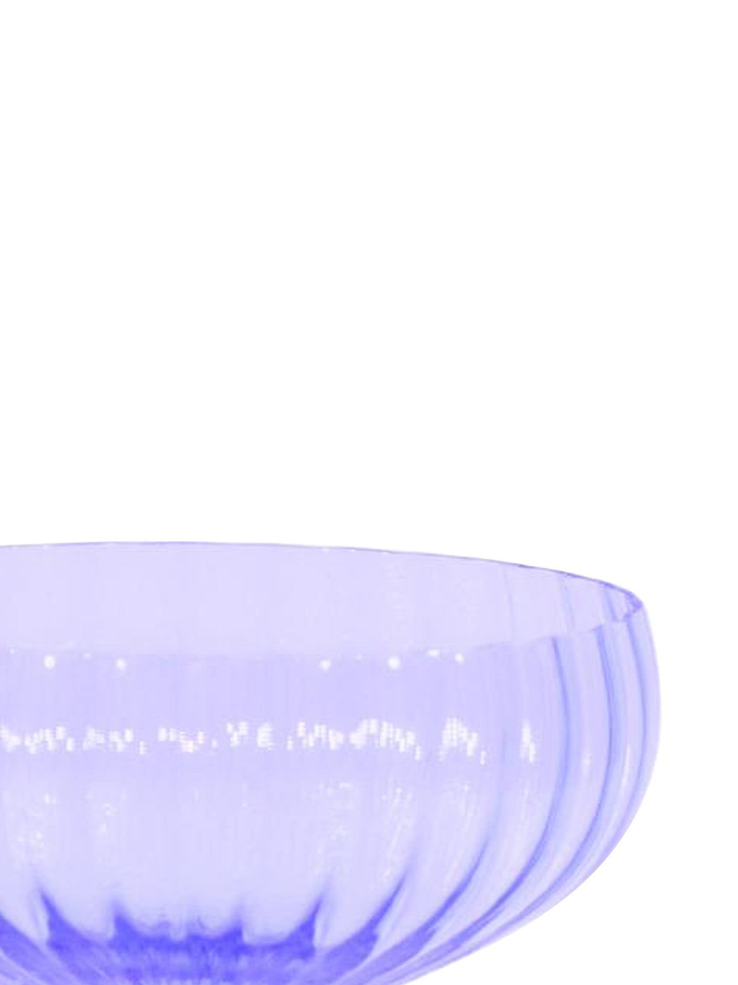 The Danish Anna von Lipa's champagne coupe in periwinkle blue Lilla Alex is lead-free crystal glass where the lead has been replaced with non-toxic barium oxide.