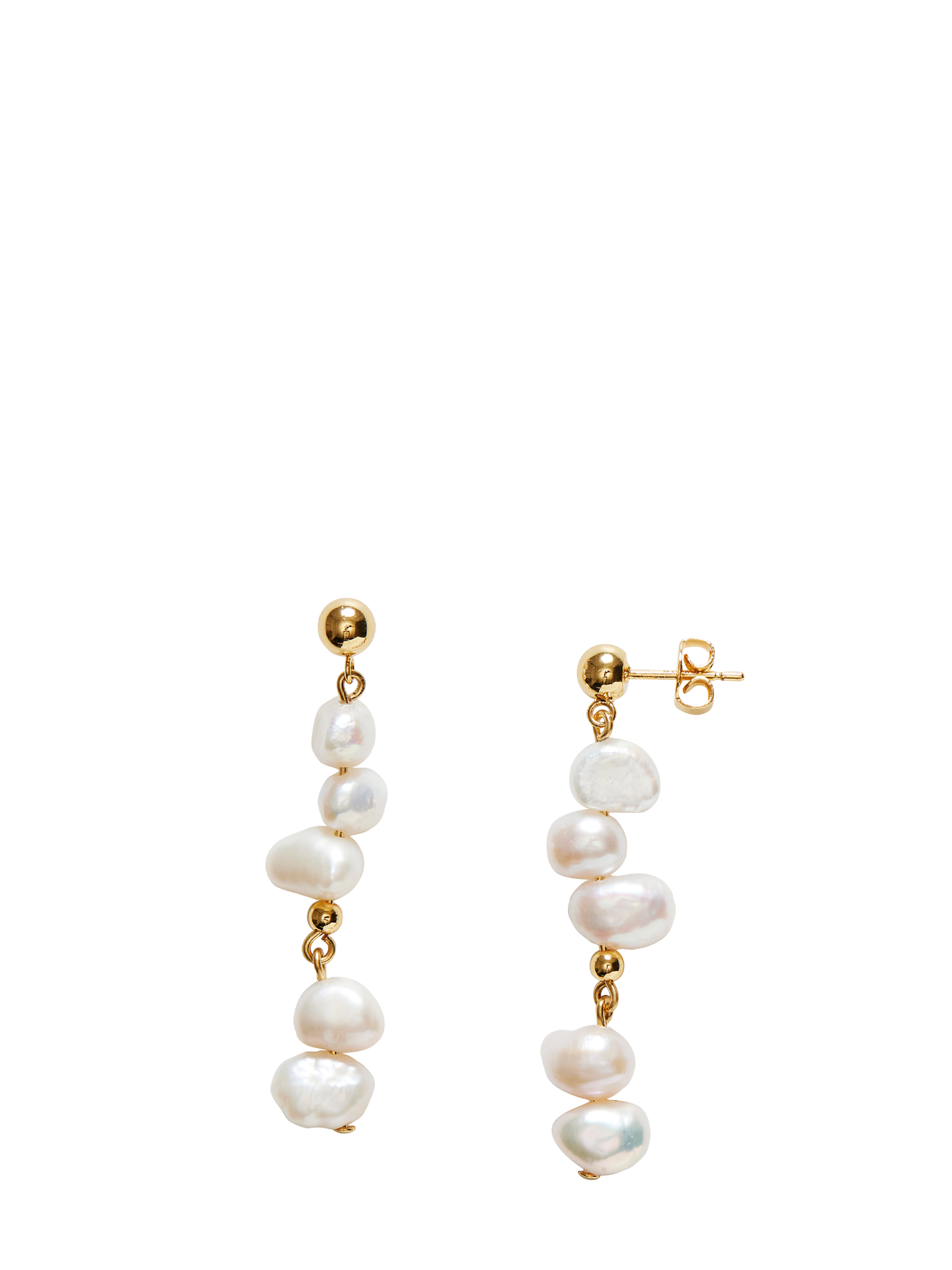 Pearly Drop Earring  Long , Gold