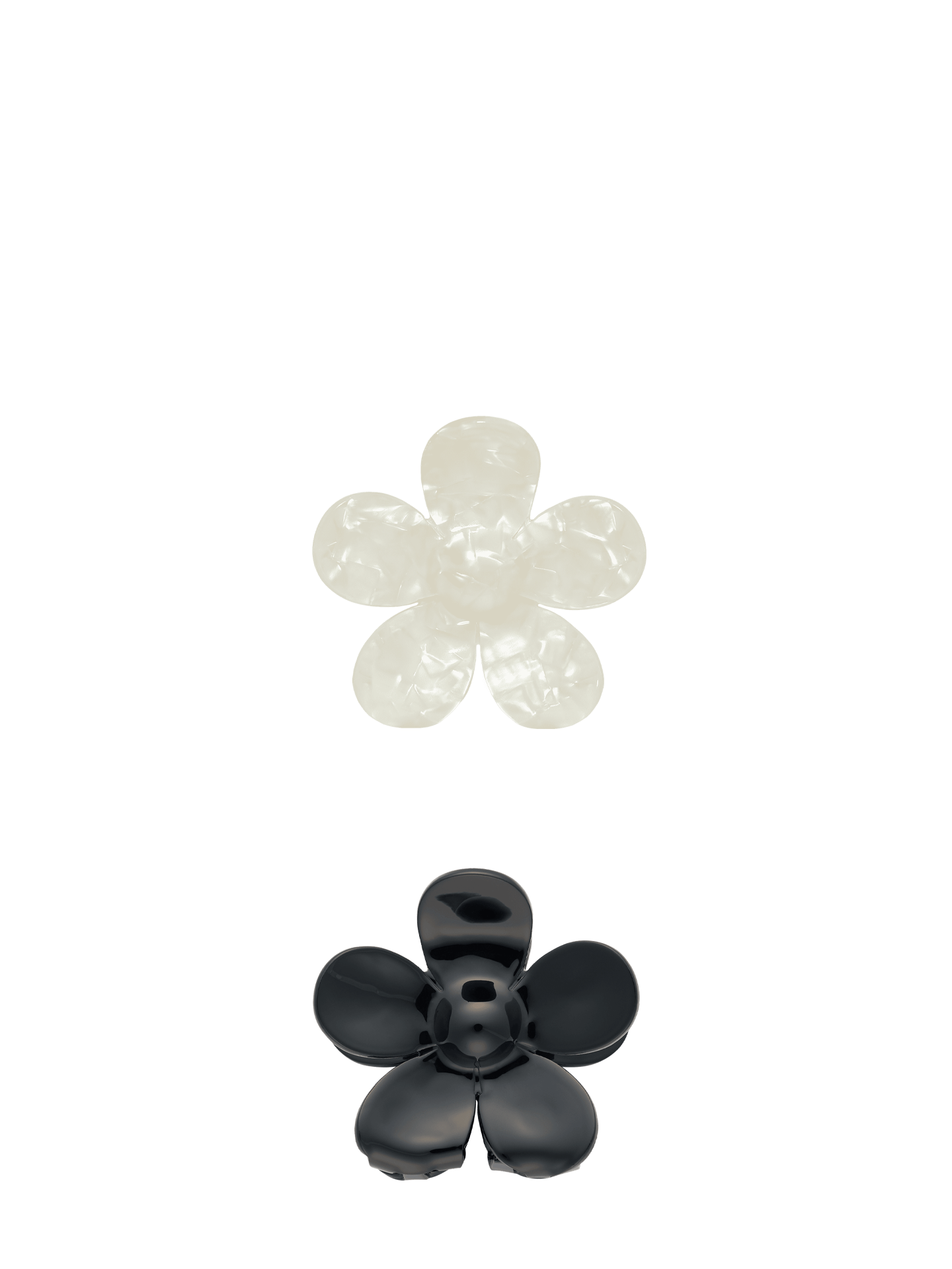 Flower L hair claw, black glossy or ivory