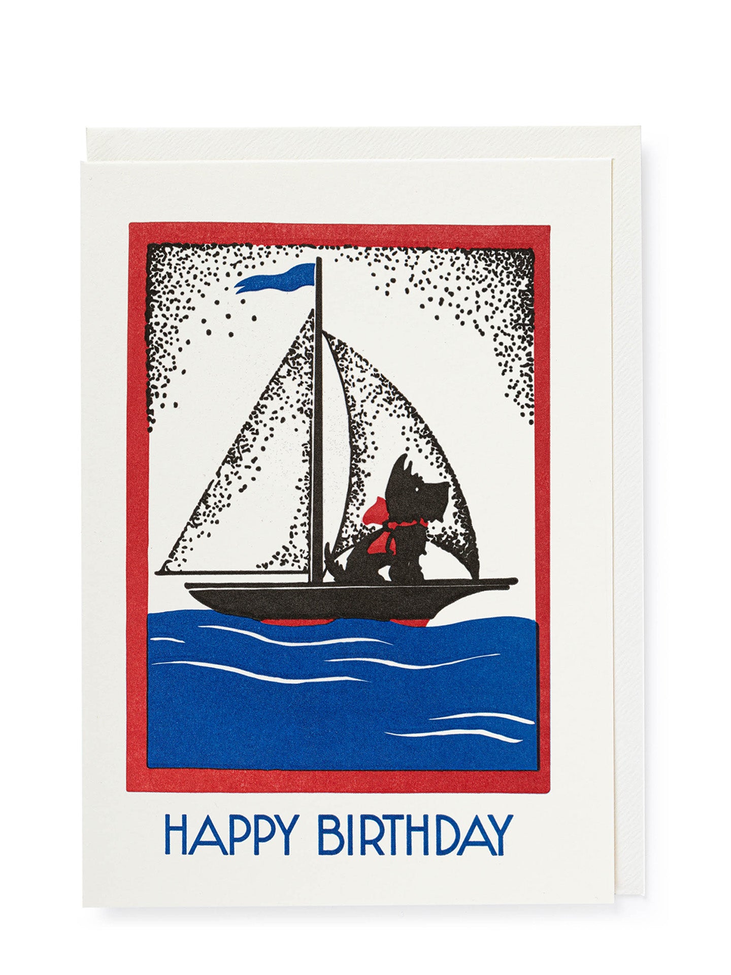 Scottie dog sailing birthday card