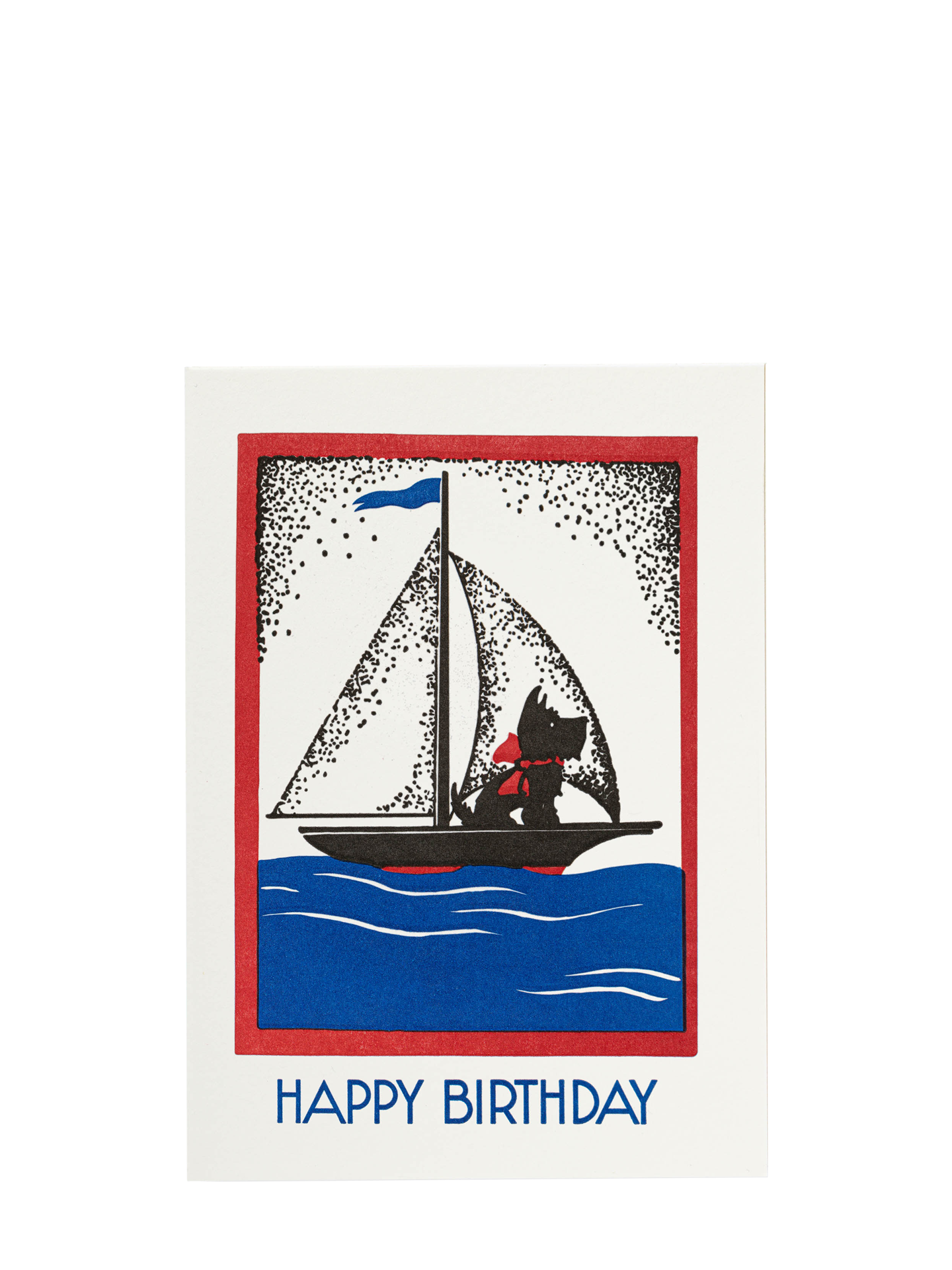 Scottie dog sailing birthday card