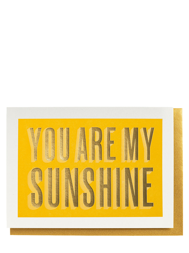 Card with 'You are my sunshine' text on a yellow background