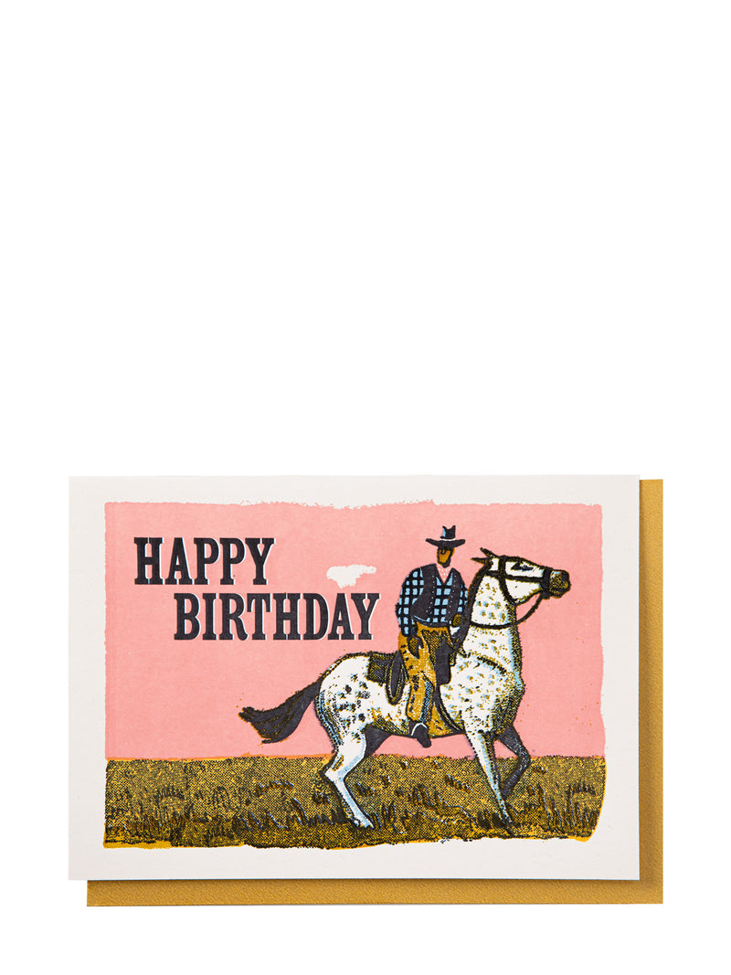 Pink cowboy large birthay card