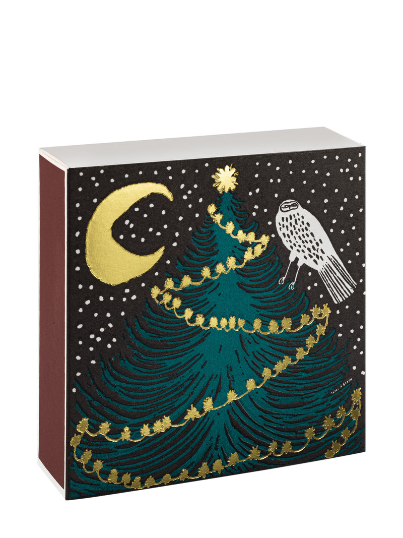 Owl, moon and Christmas tree matches