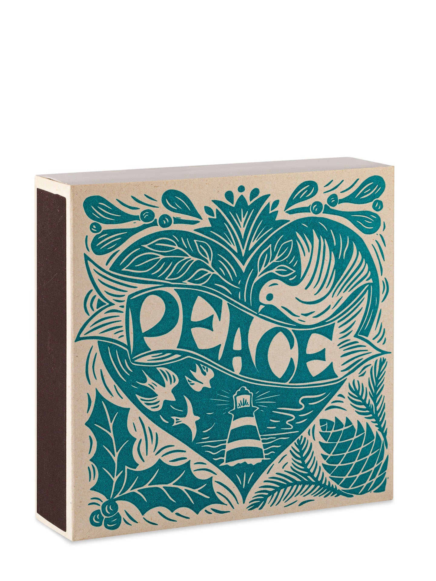 Christmas peace linocut matchbox